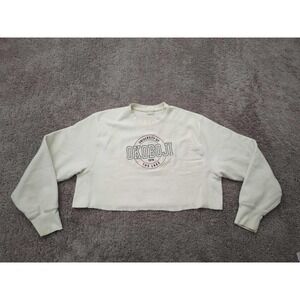 University‎ of Okoboji The Lake Pullover Womens L Champion White Cut Off Crop